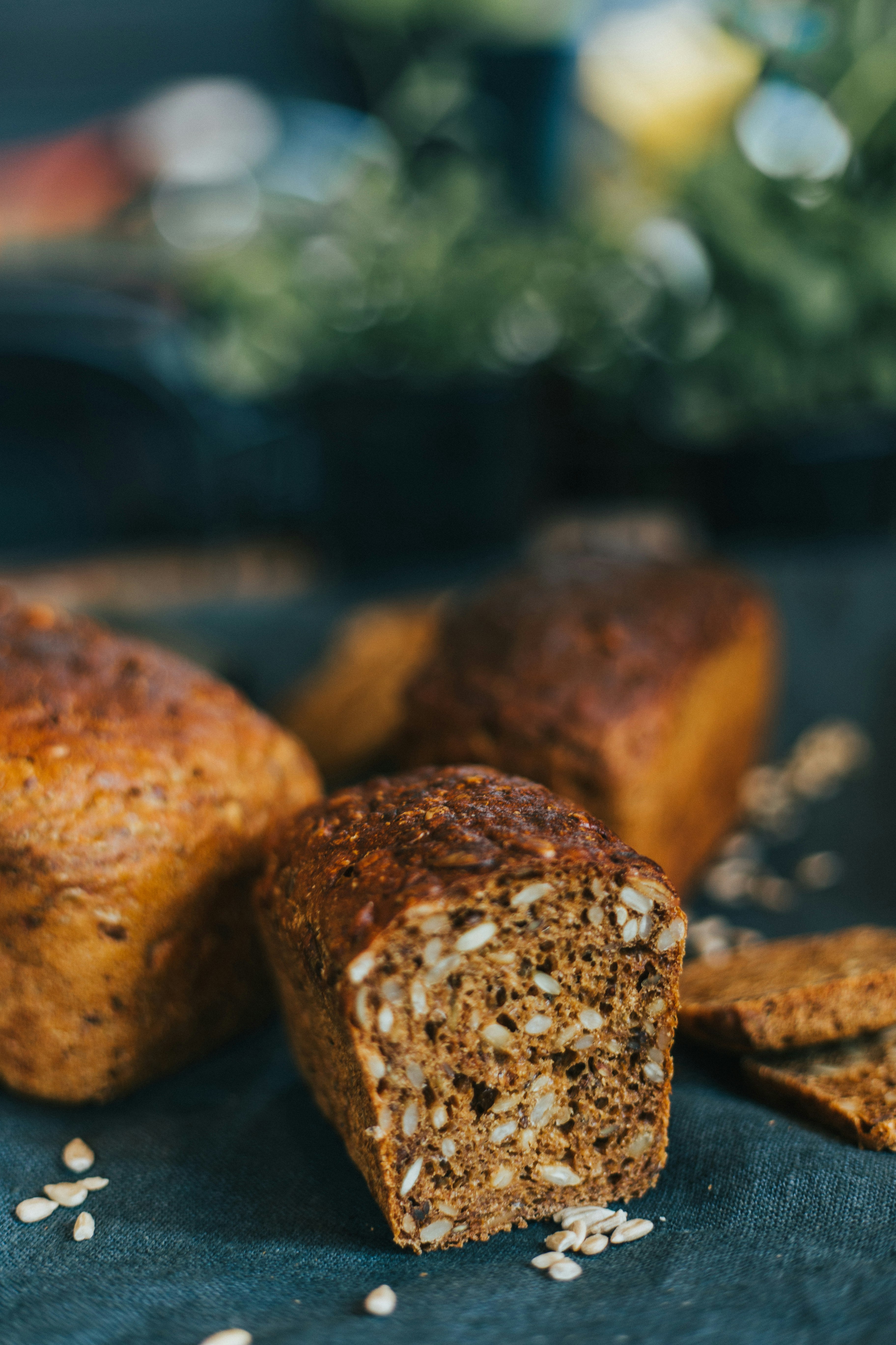 brown bread on black table